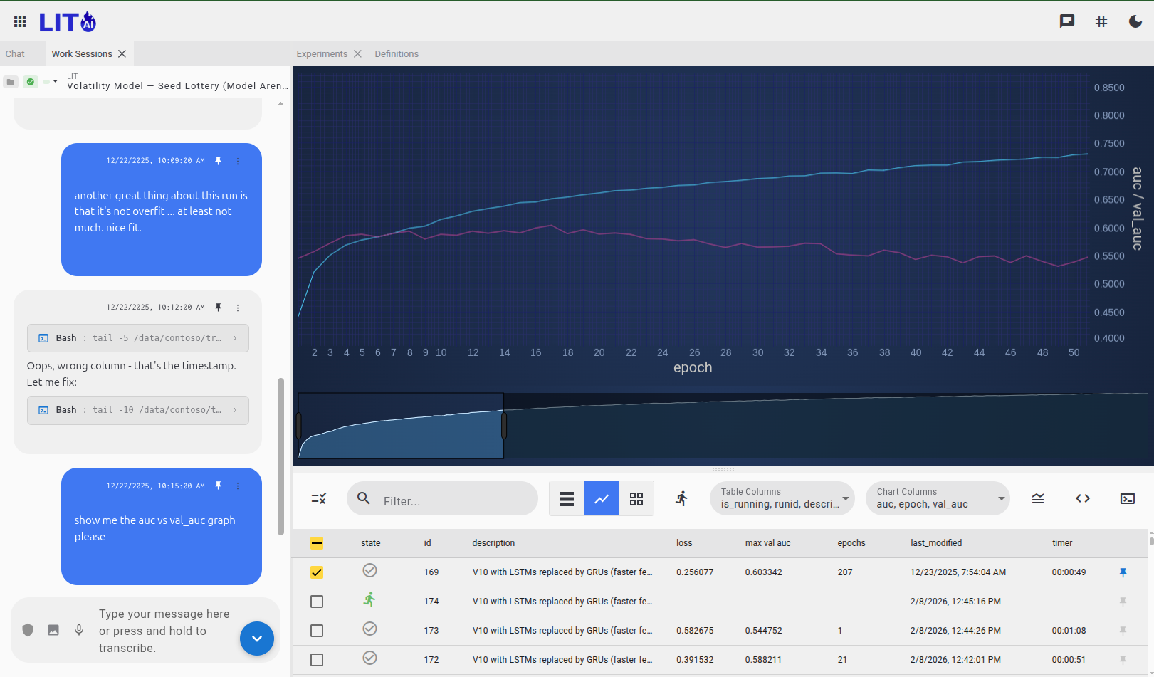 Model arena — multiple AI models compared in chat