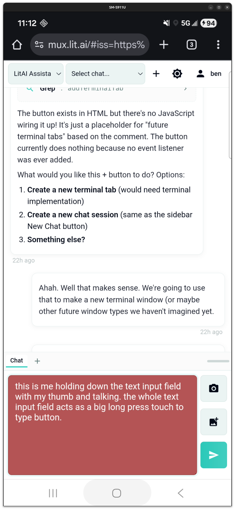 Push-to-talk recording on mobile